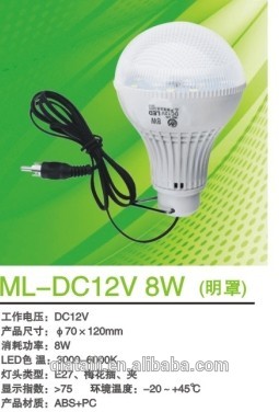 DC12V 8w LED BULB with clamp E27 base CE/ROHS