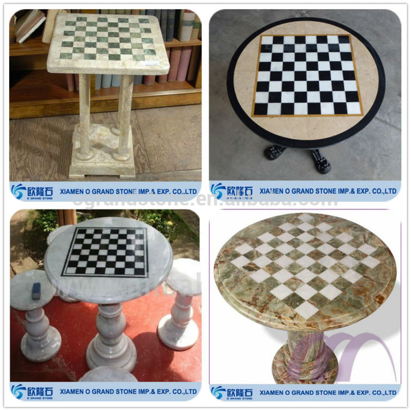 portable natural stone garden table round outdoor chess table