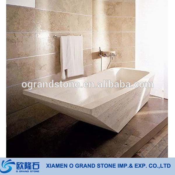 European Style Solid Simple Red Marble Bathtub