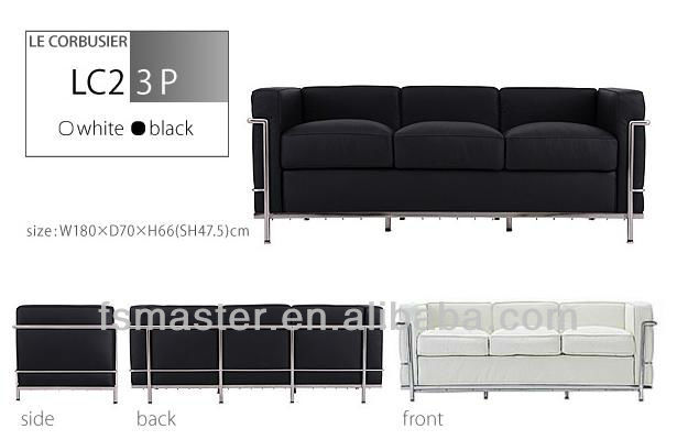 Comfortable French furniture design Italian Le Corbusier LC2 genuine leather sofa