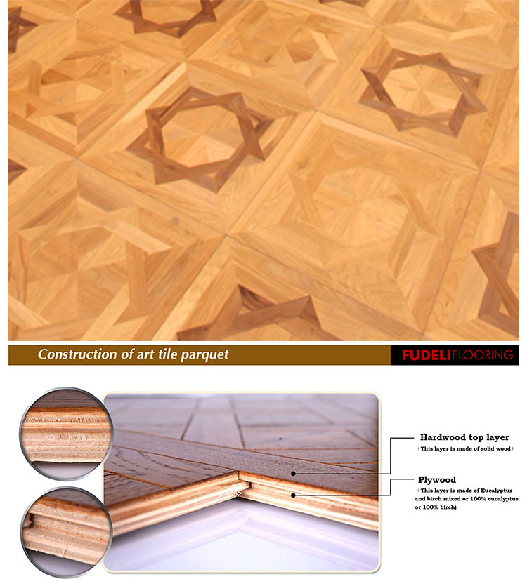 Top quality Certified New design parquet wood floor tiles