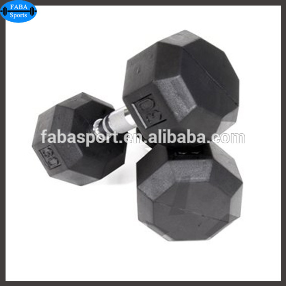 High quality Rubber Dumbbells Hexagonal Rubber coated dumbbell