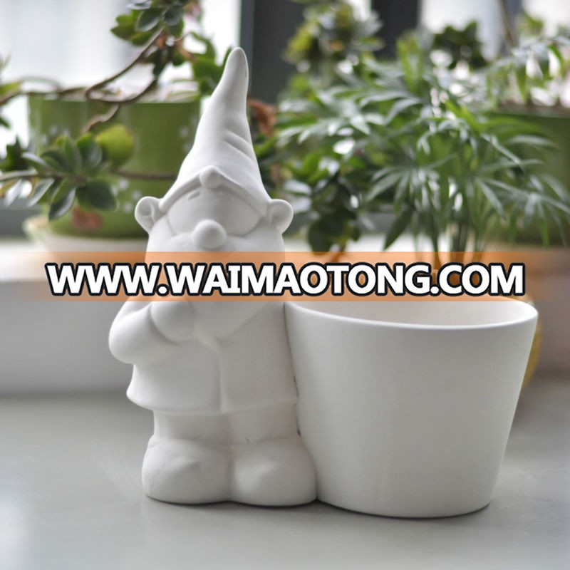 blank mini unpainted ceramics toys gifts paintable garden gnomes for kids