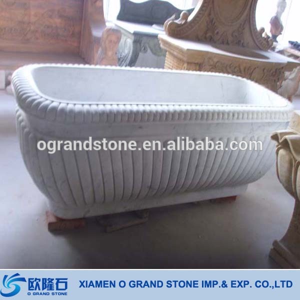 European Style Solid Simple Red Marble Bathtub