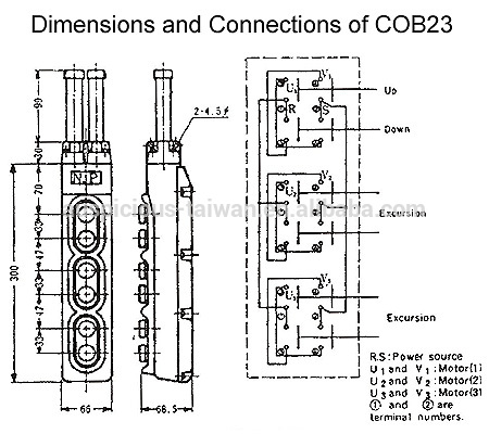 Direct Operation Hoist Push Button Pendant Switch, W/P (COB23)