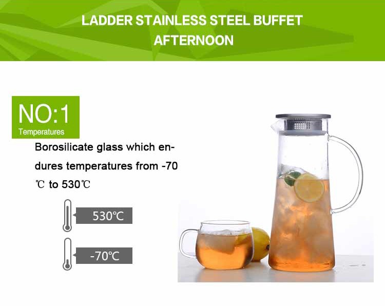 High borosilicate glass pitcher with lid hot and cold beverage water carafe