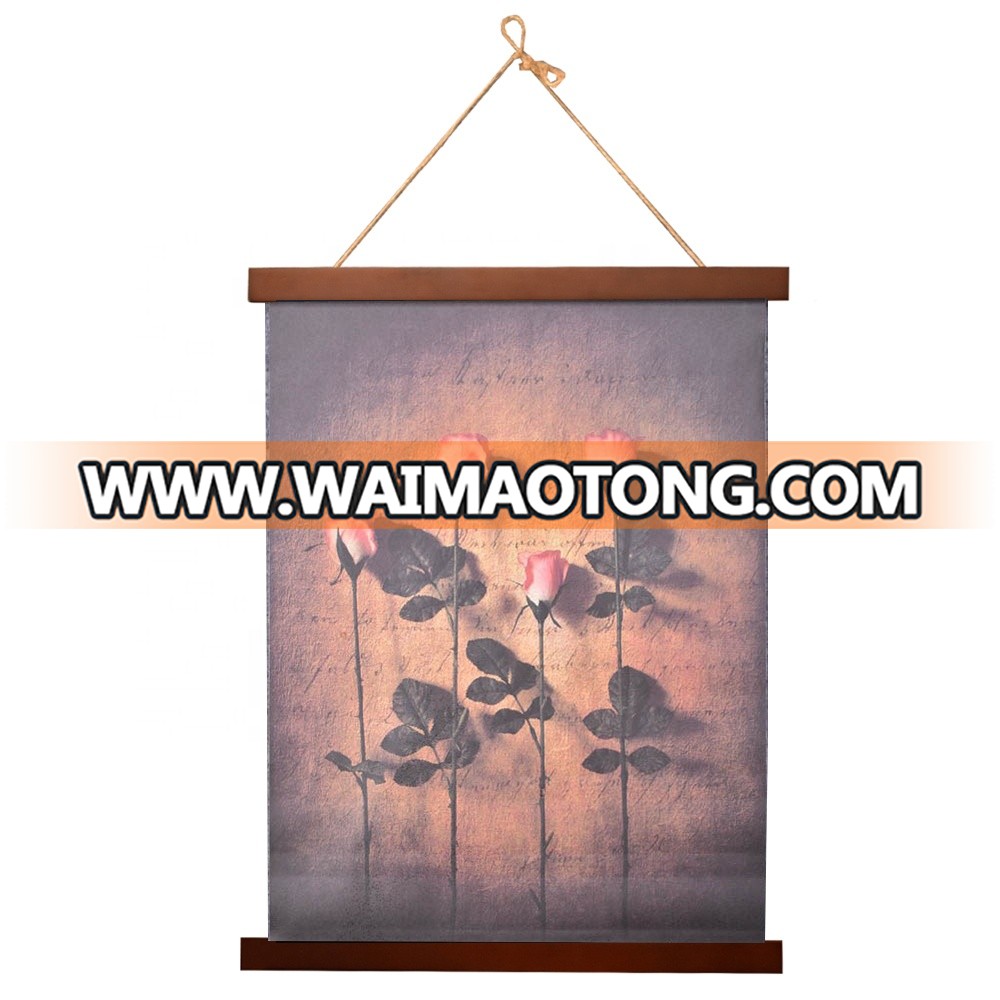 Vintage Wood  Flower Wall Art  Hanging Printing Canvas Scroll Painting