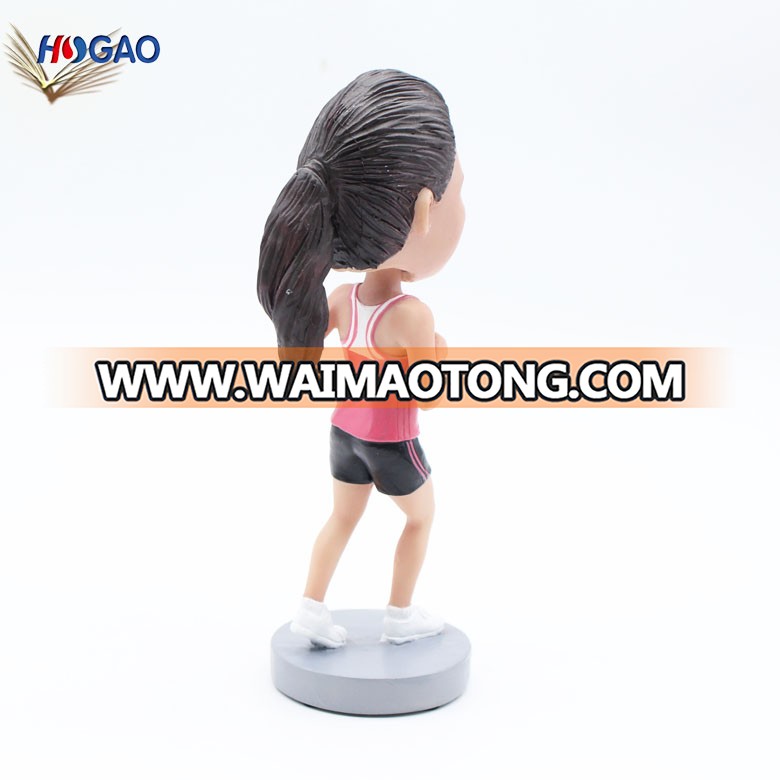 China import items resin running women sportsman figurine bobble head