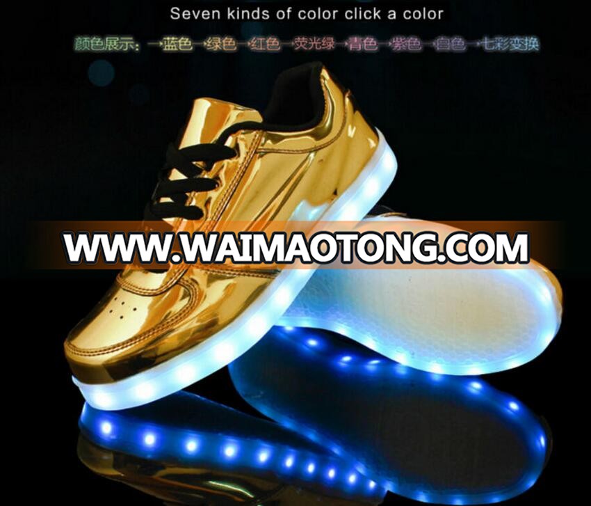 Led light shoes men 2017 fashion colorful adults men shoes casual Gold Silver USB Light Up Shoes For Adults