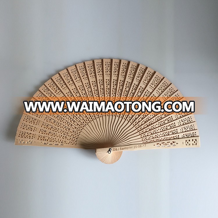 Flower Pattern Hollow Out Foldable Wooden Hand Fan