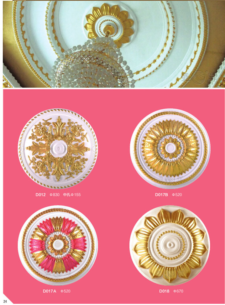 popular colorful golden gypsum medallion