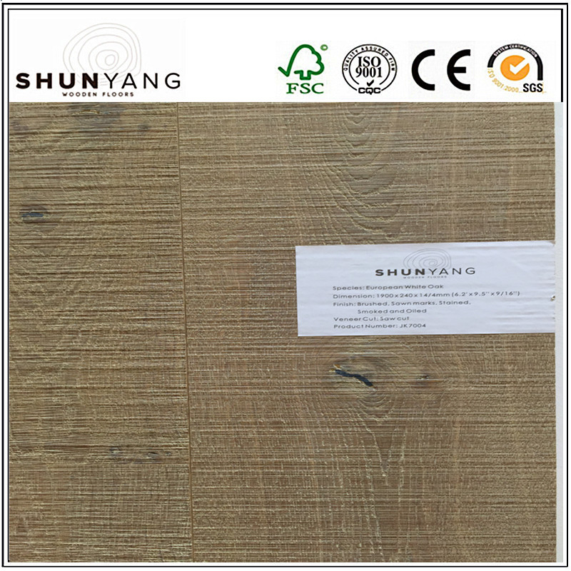 Wax oil Sawn Cut Timber Flooring Engineered White Oak Timber Flooring Grey