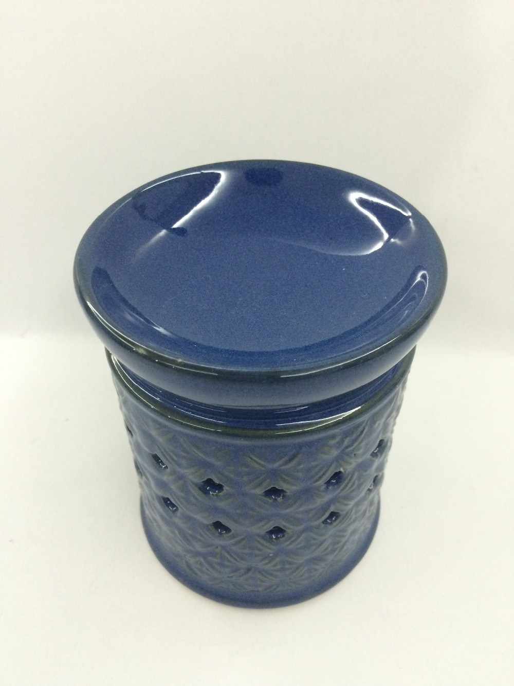 Custom Ceramic Fragrance Big Round Blue Ceramic Oil Burner