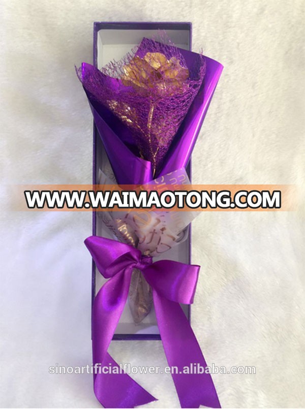 Wholesale Magic artificial flower 24K gold rose for Valentines gift