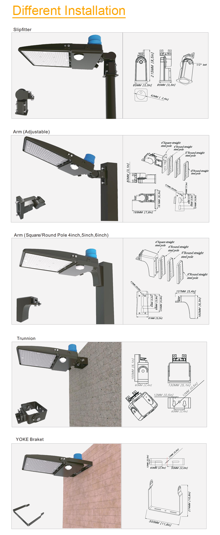 IP65 100W 120W 150W 200W LED Street Light with photo cell and motion sensor