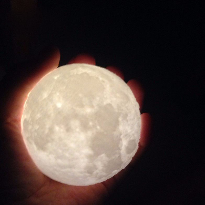 3D Printing Moon shaped smart Lamp with Touch Sensor Switch and Dimmable Brightness 2 Colors for Amazon