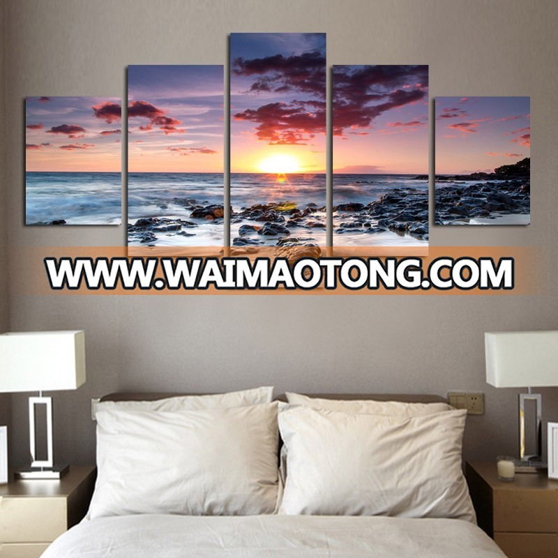 5 Panel seascape canvas print wall art for home decoration