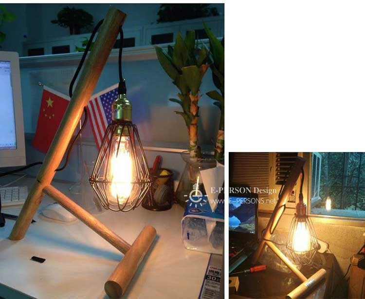 Vintage Industrial simple wood lamp base wooden frame table lamp for bedside night light