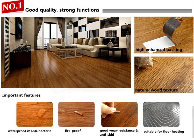 Apartment use wood embossed durable anti-slip vinyl floor LVT plastic flooring