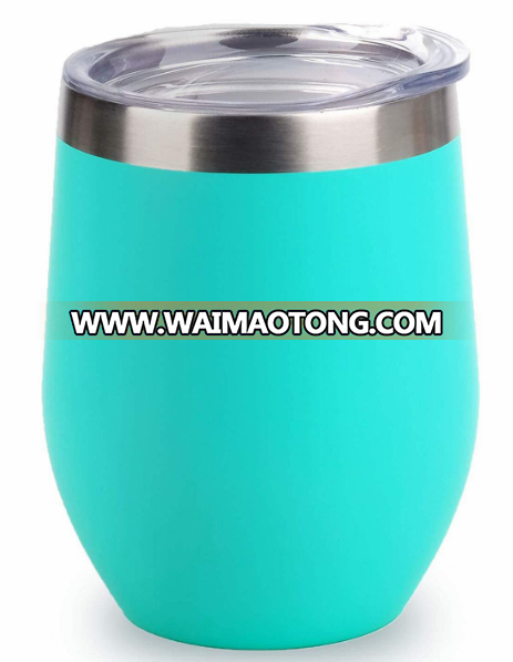 Amazon hot sale double wall stainless steel egg shape vacuumn insulate beer tumbler water cup  wine tumbler  with lid