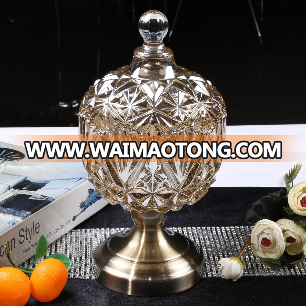 NO C016 wholesale modern style glass candy jar with lid