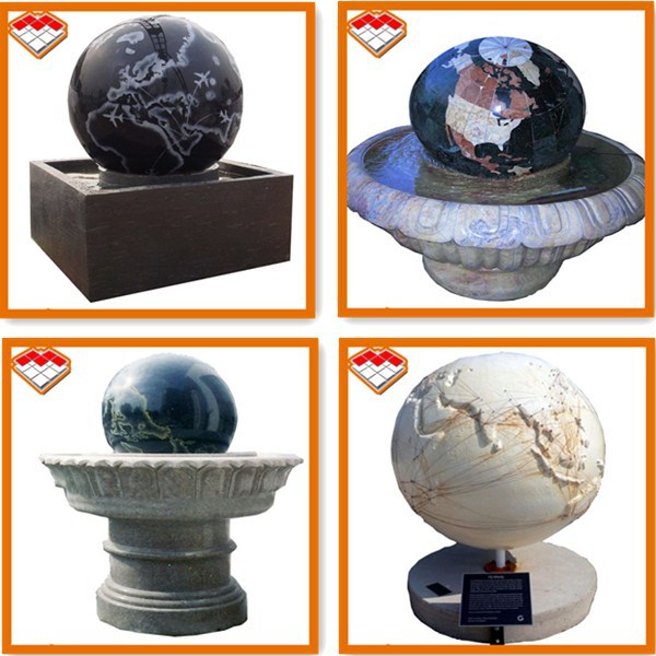 Water feature garden granite world map rotating ball fountain