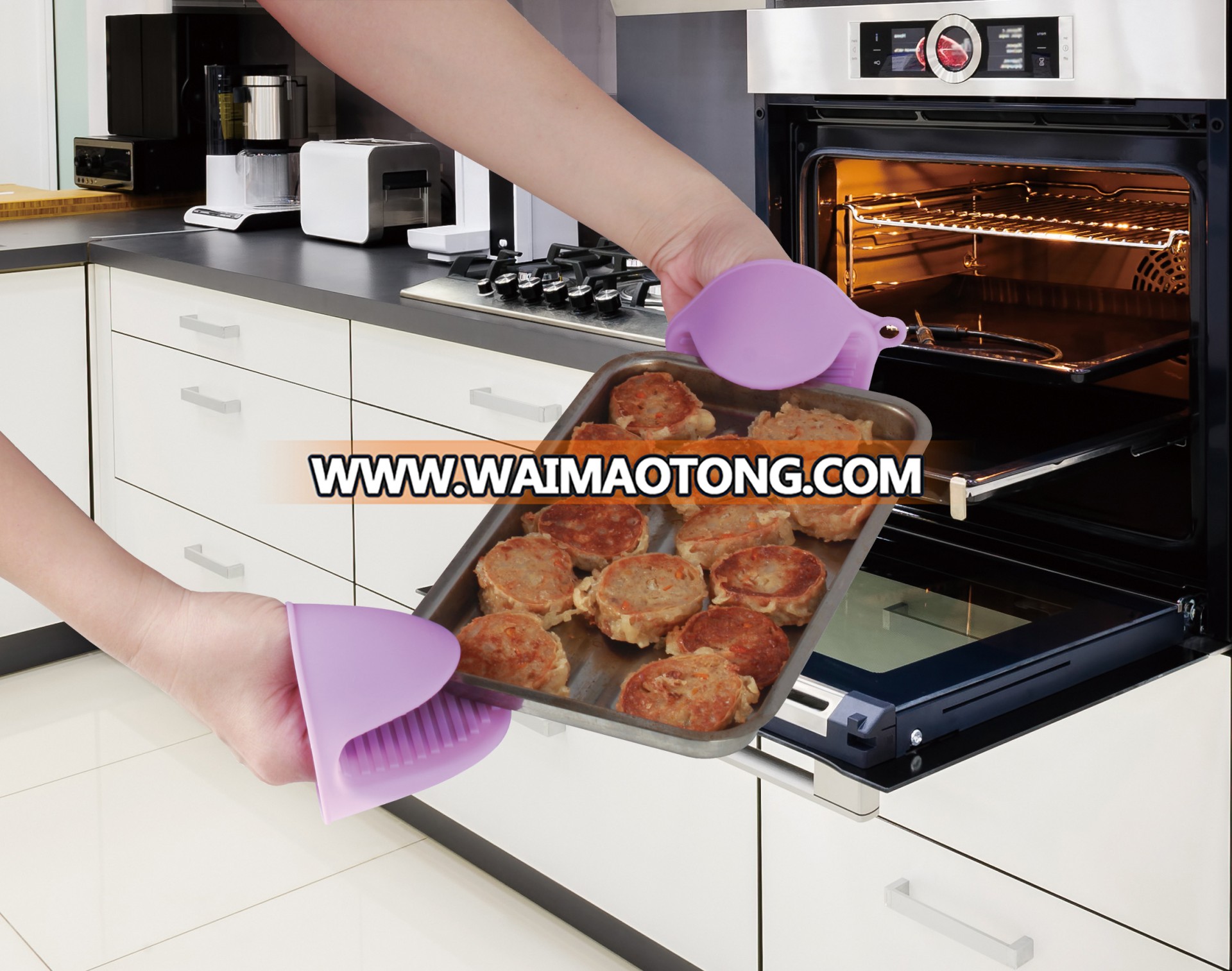 Kitchen baking mini oven mitts silicone gloves heat resistant cooking pinch grips