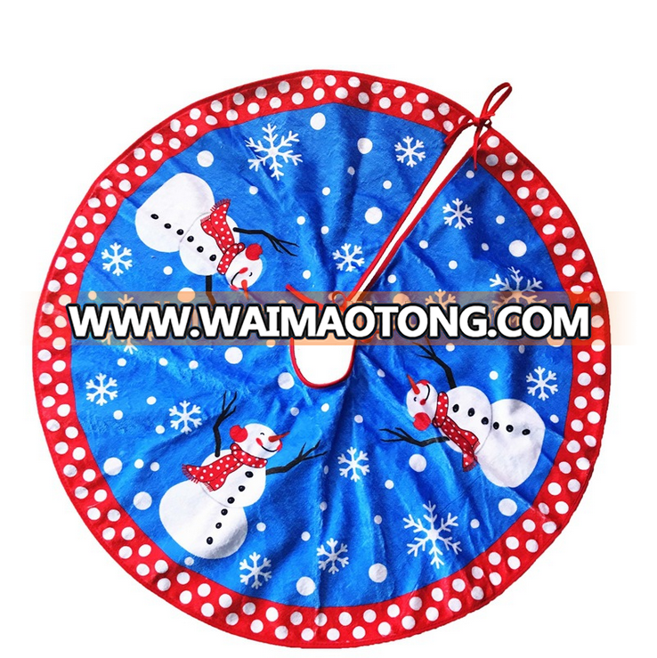 High Quality 80 cm Velvet Purple Christmas Tree Skirt With Snowman & Snowflake