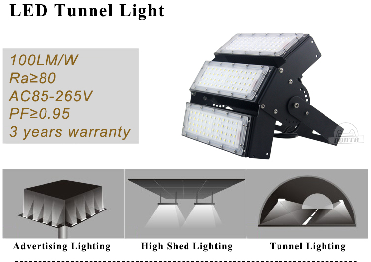 150w IP65 waterproof outdoor adjustable high power led tunnel light flood lamps