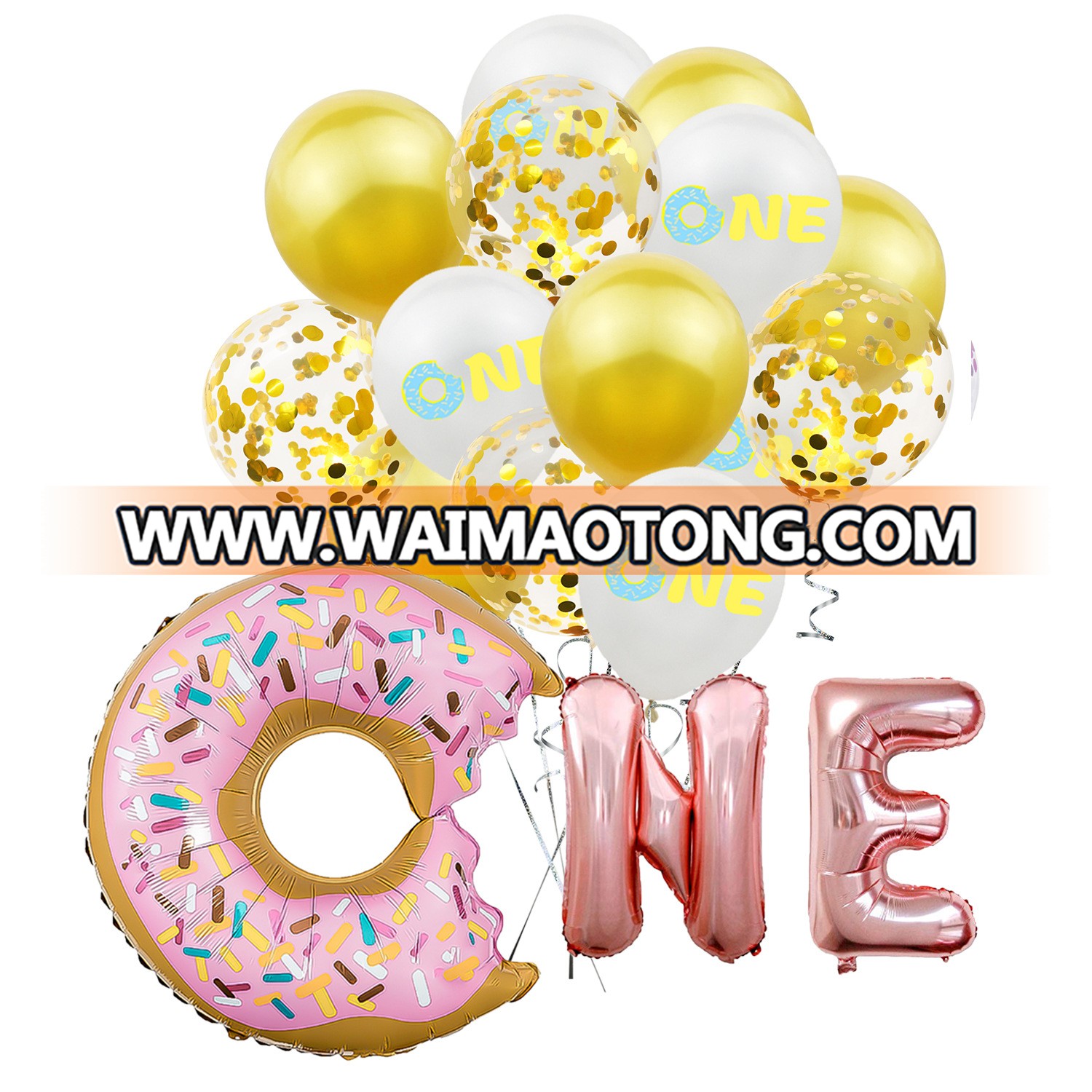 Amazon Hot Style Donut One Latex Balloon 1st Birthday Baby Christening Party Balloon Decoration