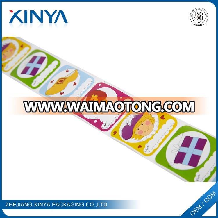 XINYA Manufacturing Company Cartoon Cute Roll Adhesive Label Paper Sticker For Kids