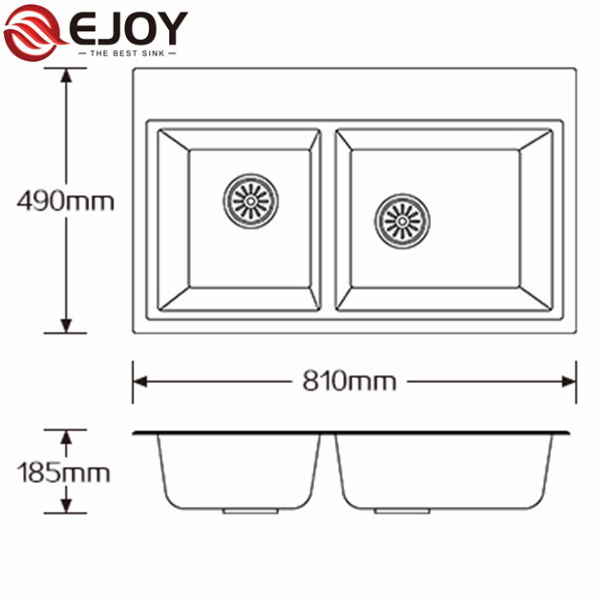 Ejoy High Quality Customized double bowl granite composite kitchen sink XW820