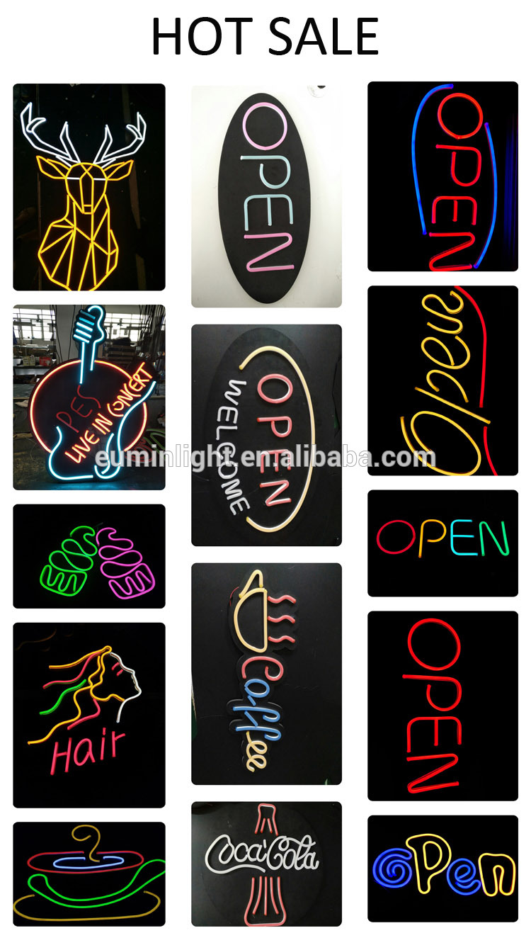 Manufacturer Custom Easy Use Hanging Led Lights Flex Neon Sign Open