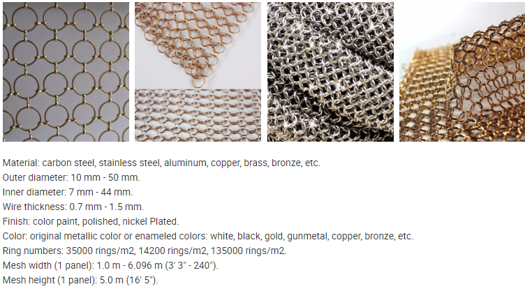 Stainless steel decorative metal chain braid ring mesh