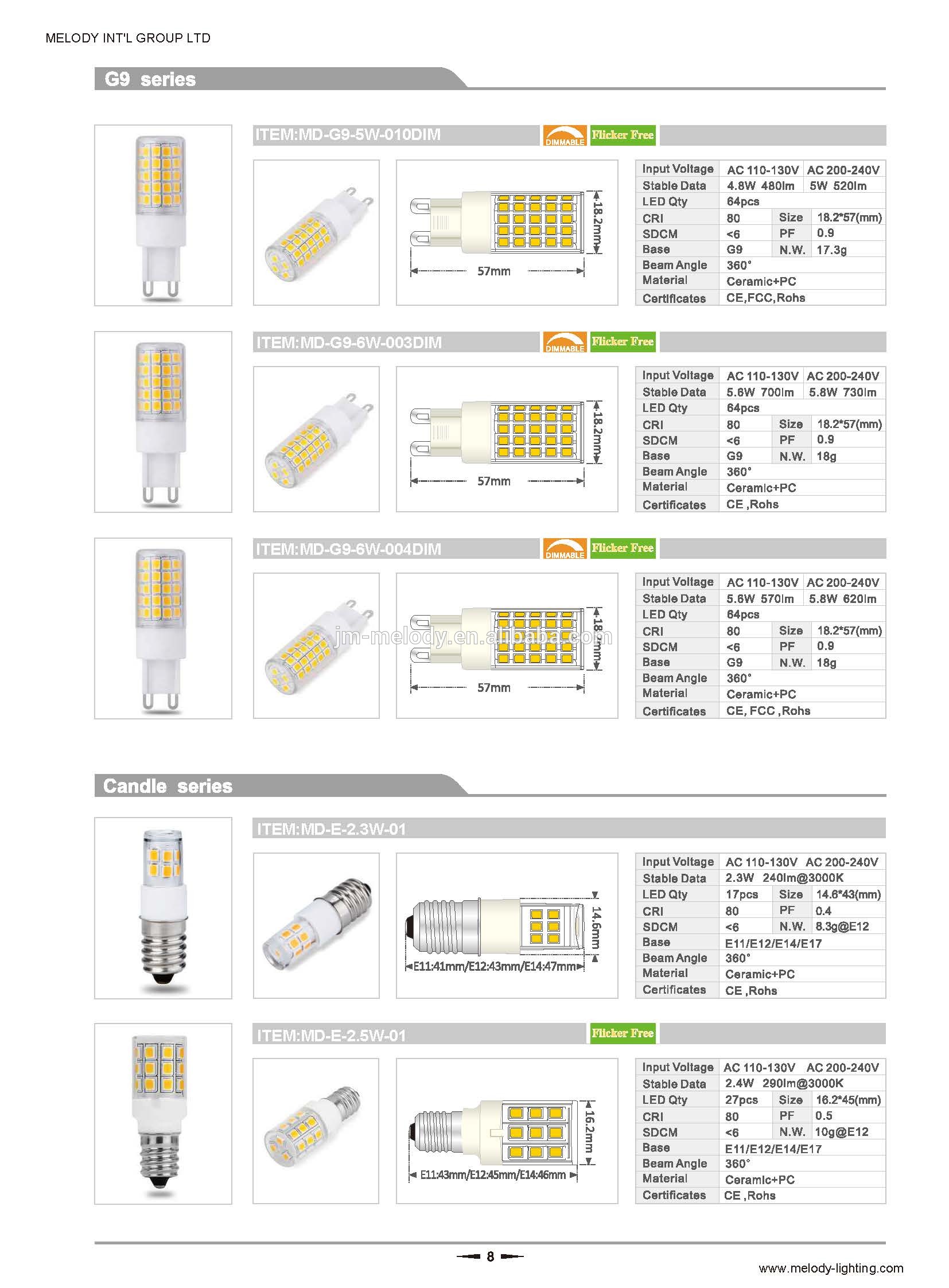 5W G9 LED bulb Ceramic T27 G9 LED bulb dimmable LED corn light lamp bulb flicker free No flicker non Strobe E11 E12 E14 E27 E17