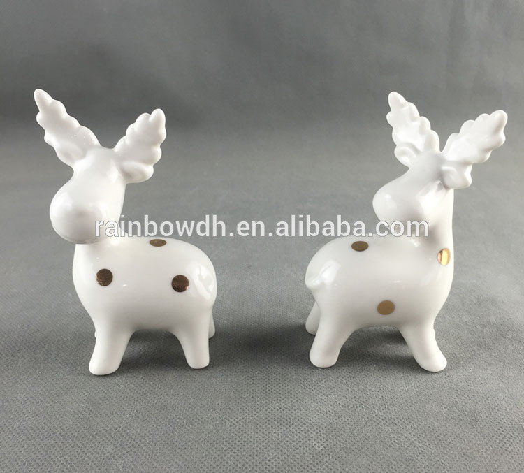 White Ceramic Reindeer Figurine Christmas Decor Ornaments