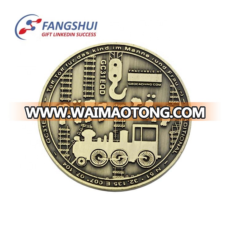 Souvenir dealers promotional zinc alloy metal copper brass iron metallic 3d die casting old gold antique coin