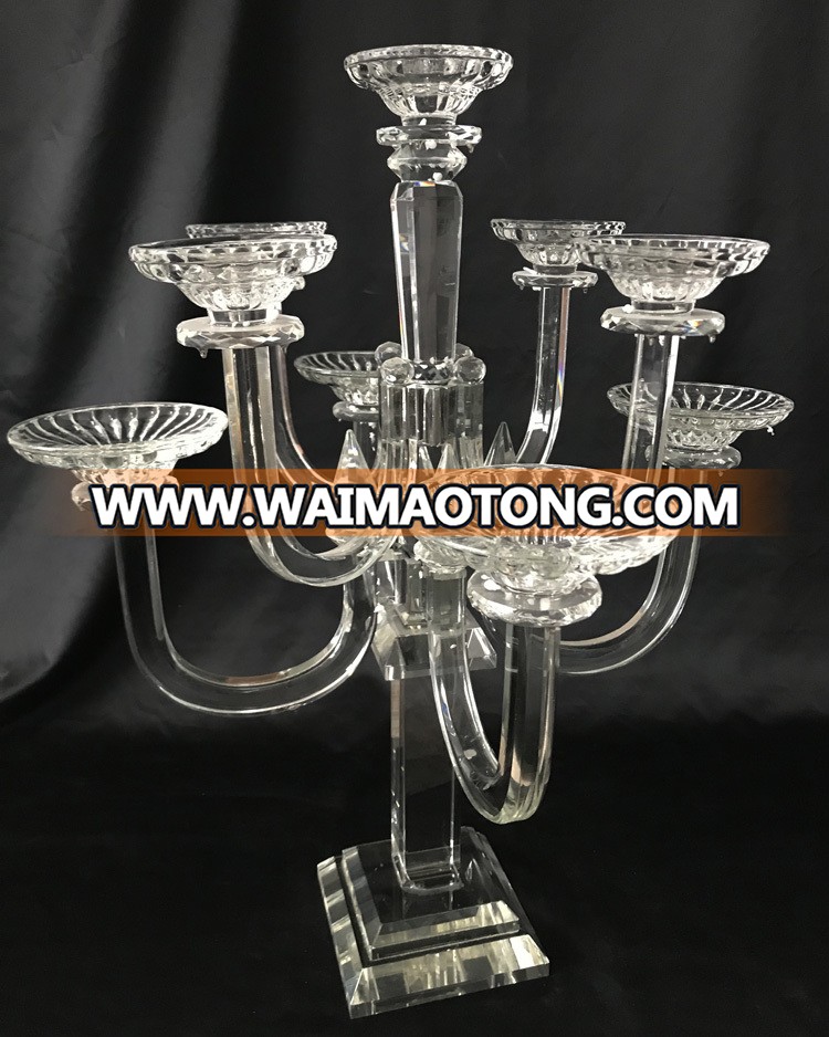 9 arms wedding lighting crystal portavelas glass candelabra table centerpiece