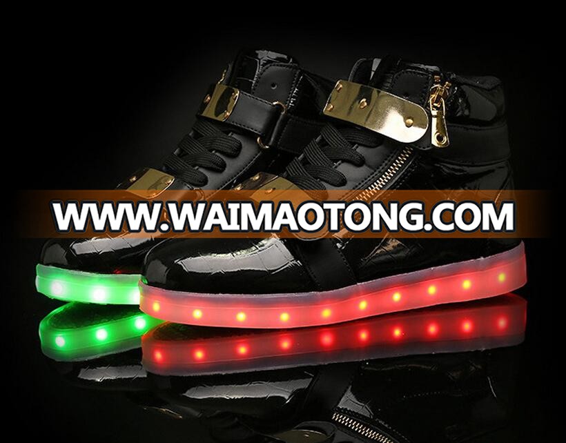 Hot Sale Men shoes 8 Colors High Top LED Shoes for Adults White Black Glowing Light Up Flat Shoes Luminous Recharging Size 35-46