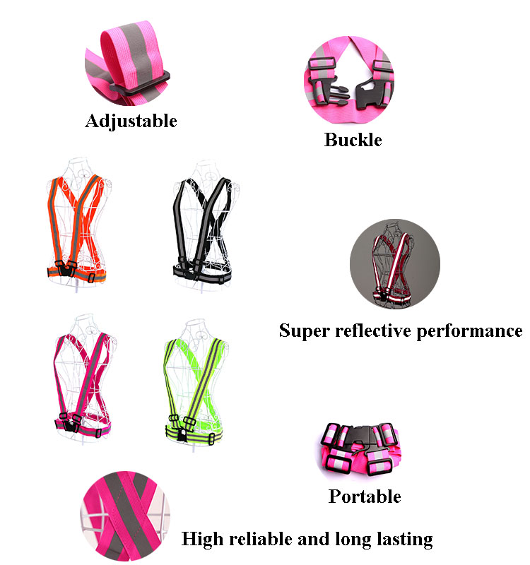 BV04B Wholesale Hi Vis Custom Running Cycling Bike Reflective Belt Fabric Vest ,Reflective Safety Belt