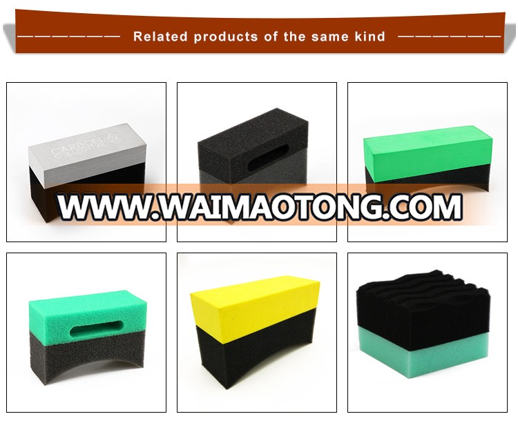 Polyurethane Custom wholesale foam wax pad Car Tire Cleaning Foam Pad Green Sponge Tyre Waxing Applicator pads