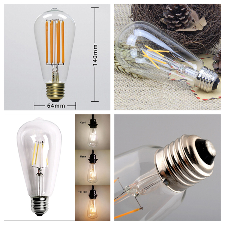 Hanging LED string light ST64 dimmable classic LED filament bulb/classic vintage filament edison