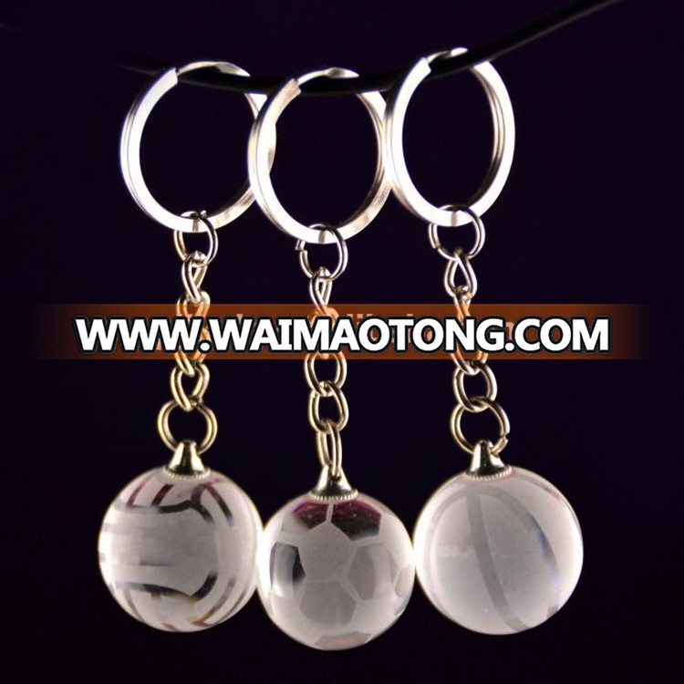 Wholesale promotional globe 3d laser engraved cube crystal led keychain