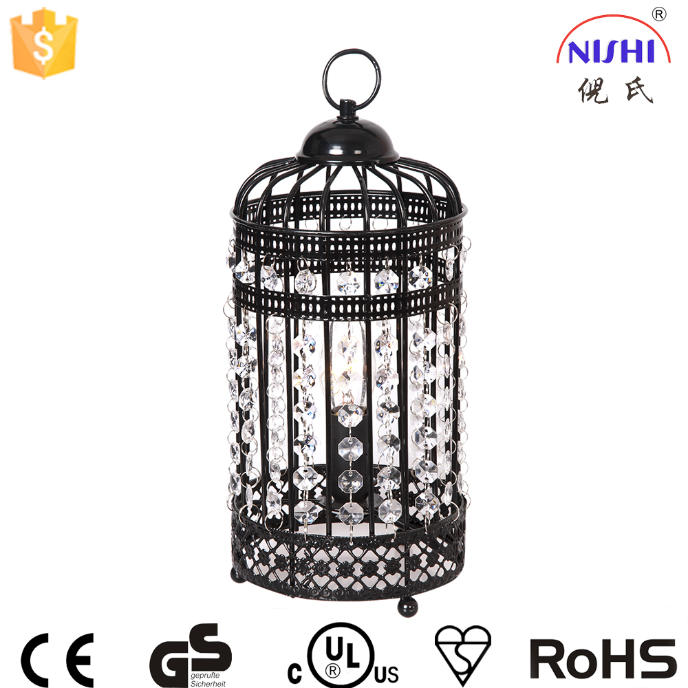 Industrial vintage bird cage  crystal ceiling decorative fancy chandelier pendant lamp for bedroom  NS-124065D