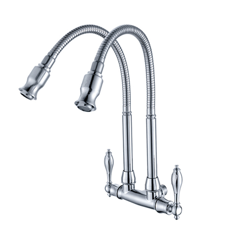 dual handle kitchen ware double spout faucet