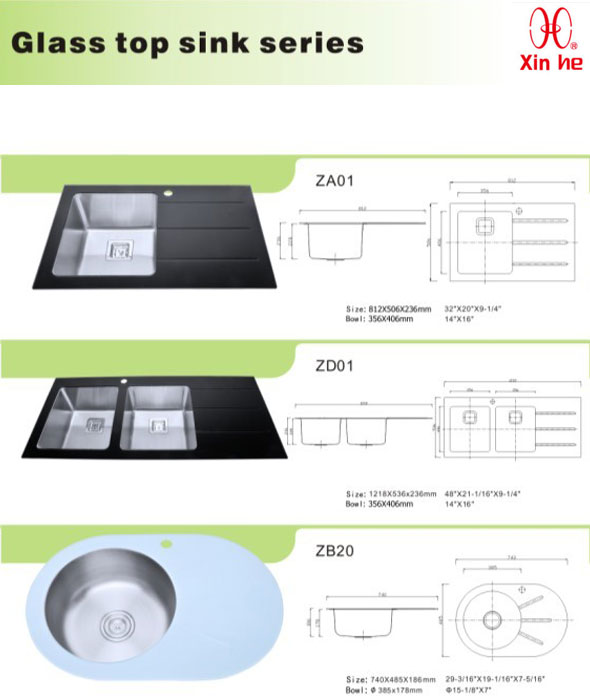 Double Bowl with Board glass sink bowl