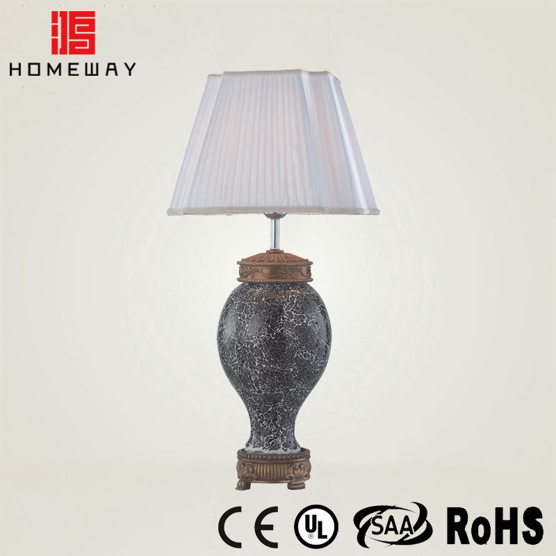 Top selling ROHS metal with chrome and black cloth shade table lamp for hotel