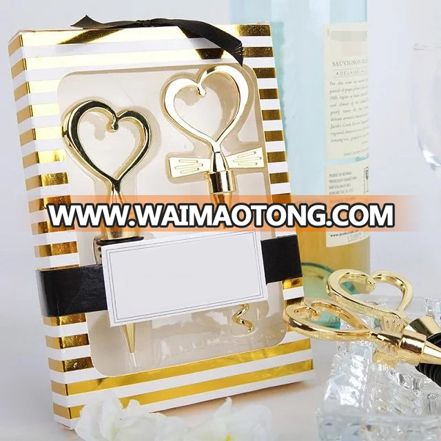 Custom Wholelsale Metal Heart Shaped Wine bottle Stopper with Beautiful Packaging