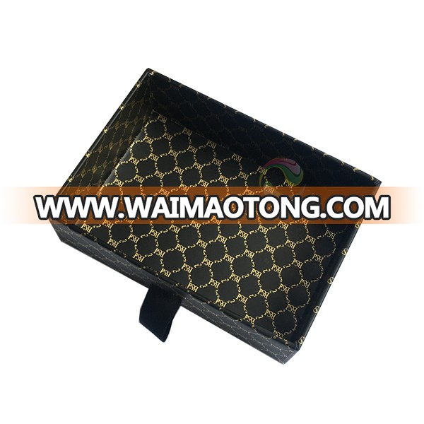 High Quality Black Custom LOGO Jewelry Gift Paper Sliding Drawer Cardboard Box