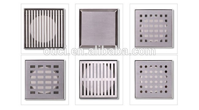 Bathroom Stainless Steel Square Tile Insert Shower, Floor Drain Trap